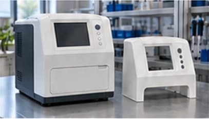 Medical equipment and a separate white plastic housing
