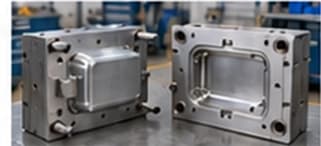 Open steel injection mold core and cavity